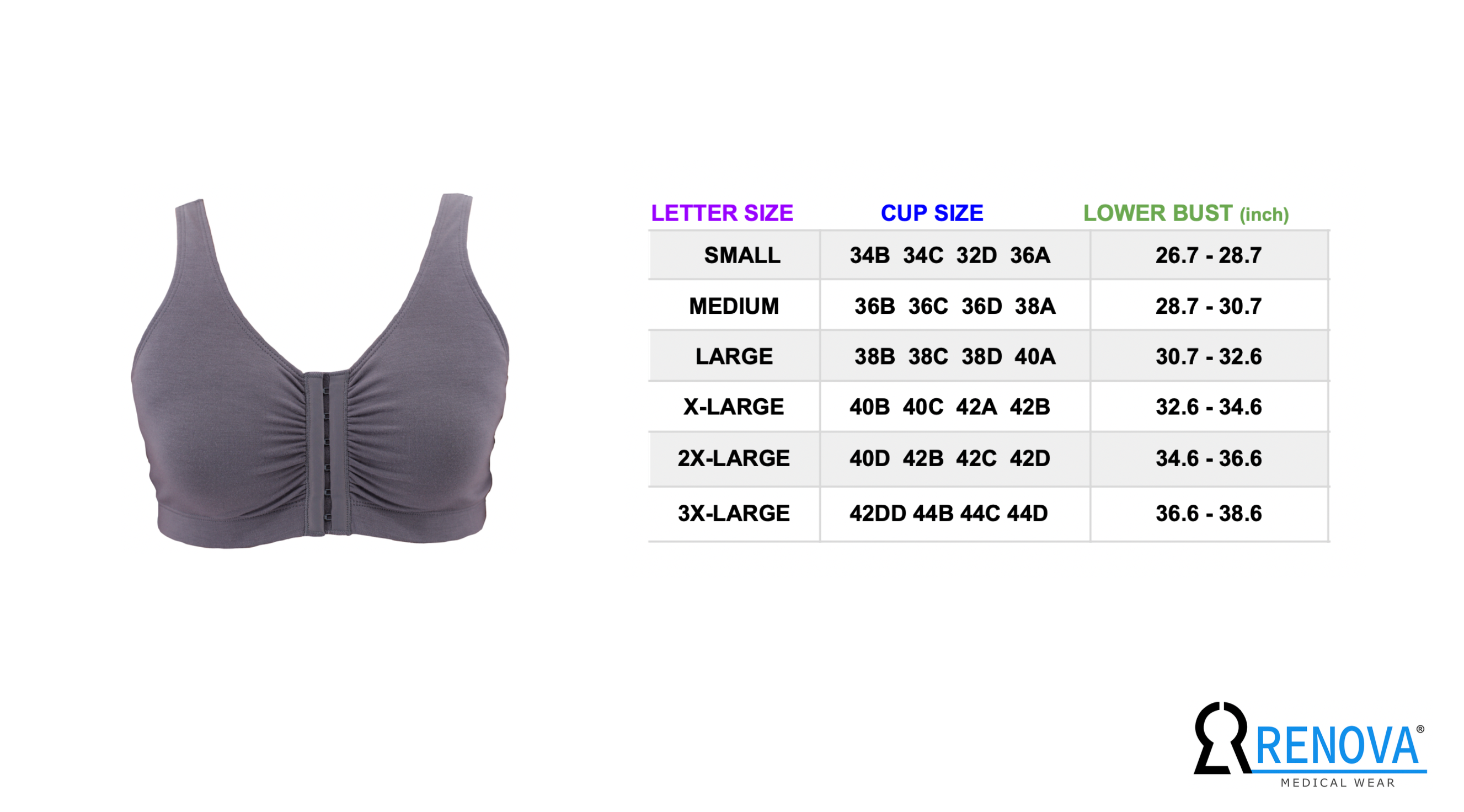 Post Surgery Front Closure Bra Renova Medical Wear