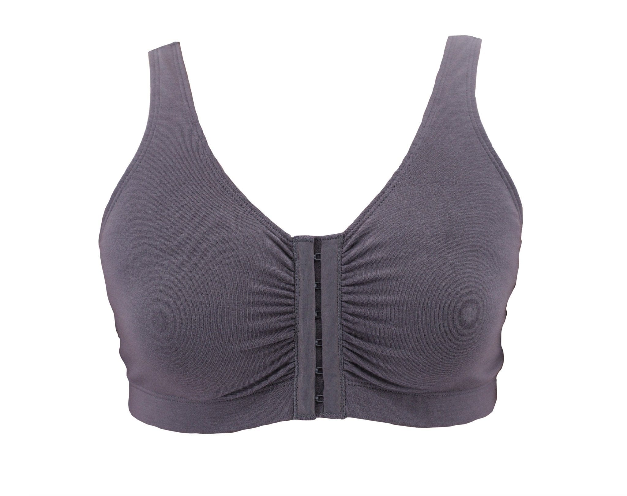 Post Surgical Comfortable Compression Front Closure Bra for Breast  Augmentation Implants Mastectomy Reconstruction Soft Grey 
